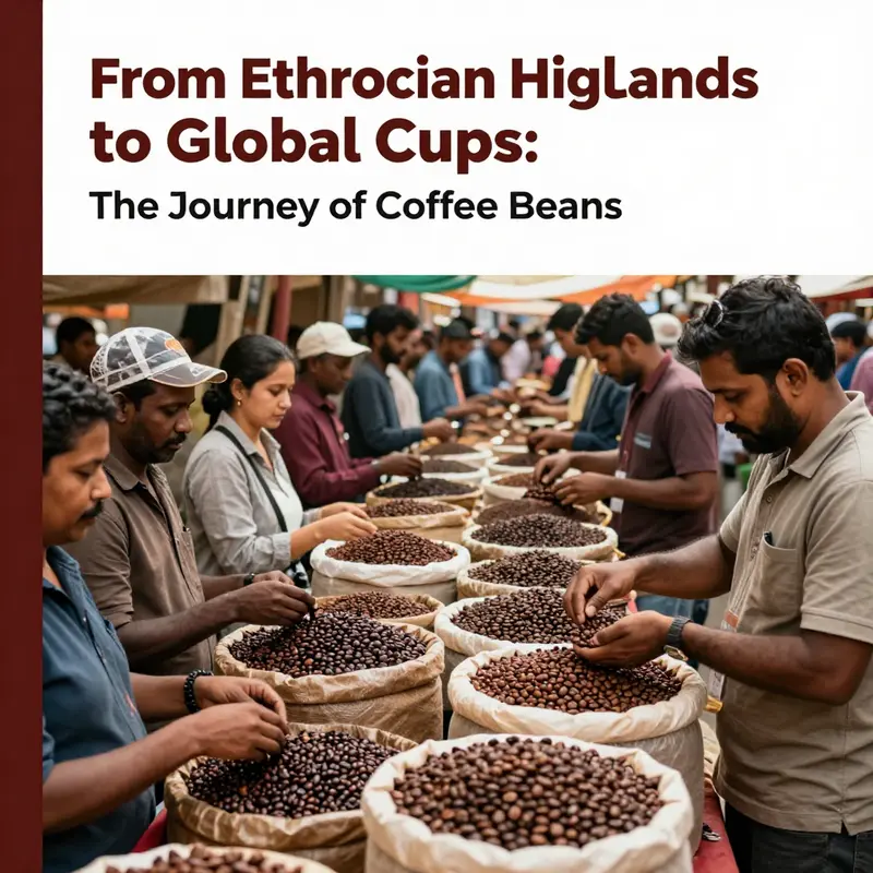 Ethiopia, the birthplace of coffee, with abundant coffee plants thriving in its highlands.