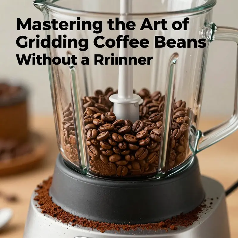 Crushing coffee beans using a rolling pin.