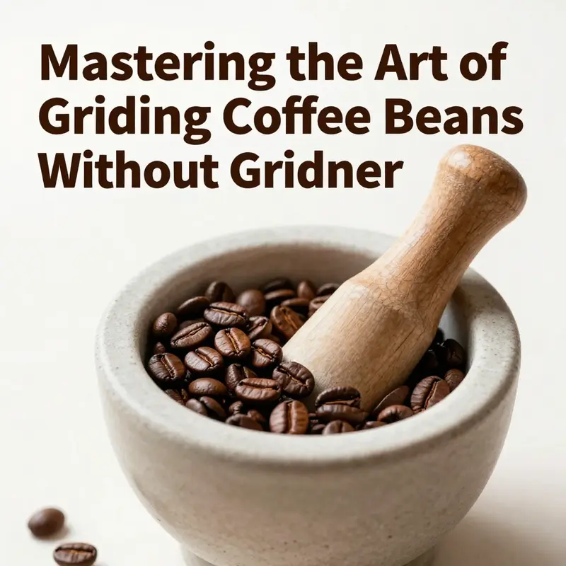 Crushing coffee beans using a rolling pin.