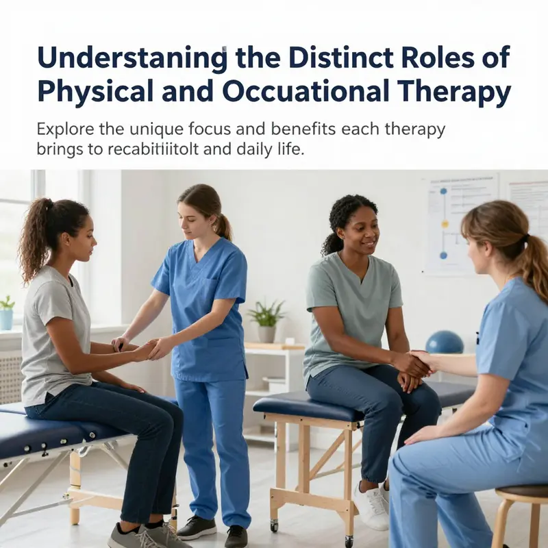 Image depicting a healthcare environment featuring physical and occupational therapists working collaboratively.