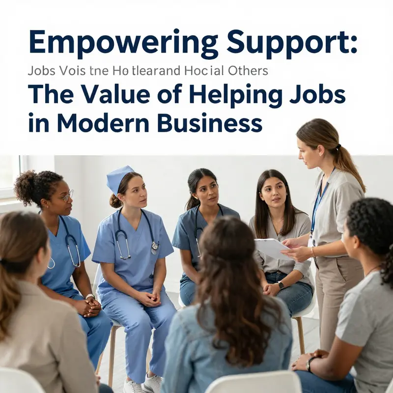 Diverse professionals in healthcare and social services exemplifying helping jobs.