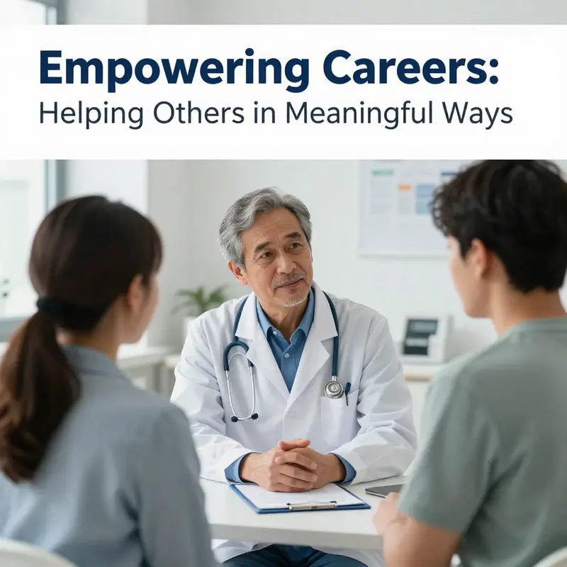 A physician providing compassionate care to a patient in a clinic setting, embodying the essence of healthcare careers focused on helping others.
