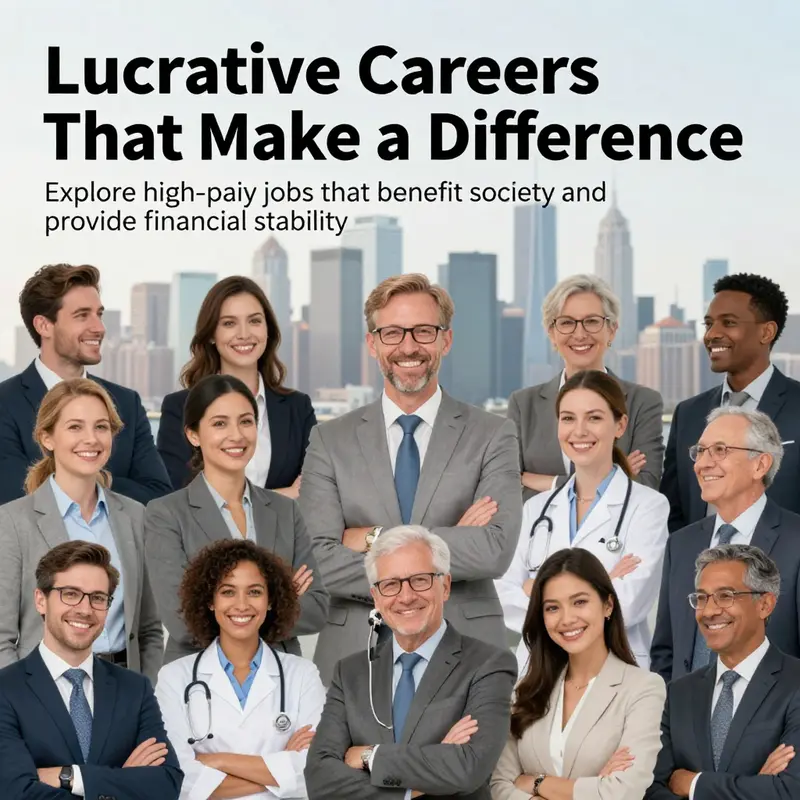 A collection of professionals from various high-paying careers that aid society, representing diverse contributions and success.