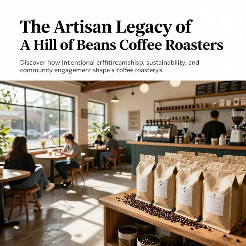 A beautifully arranged coffee roastery space with sunlight and coffee bean displays.