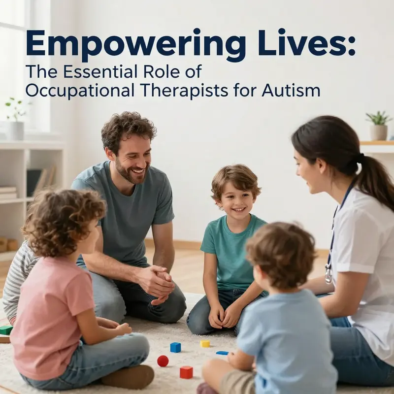 An occupational therapist supports an autistic child in developing essential daily living skills.