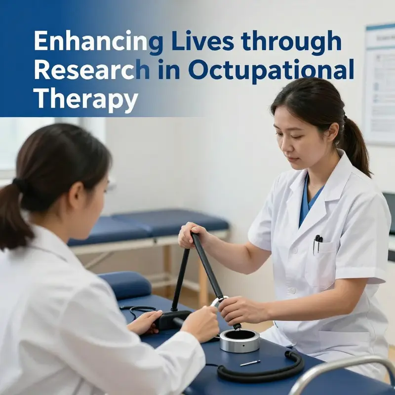 Research occupational therapist assessing patient needs using innovative tools.