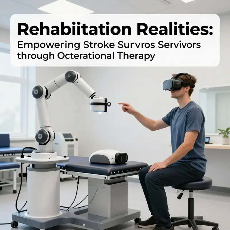 An occupational therapist works with a stroke survivor on upper limb rehabilitation exercises.