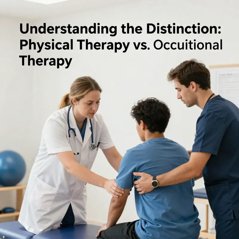 Visual representation of the contrasting roles of physical and occupational therapy.