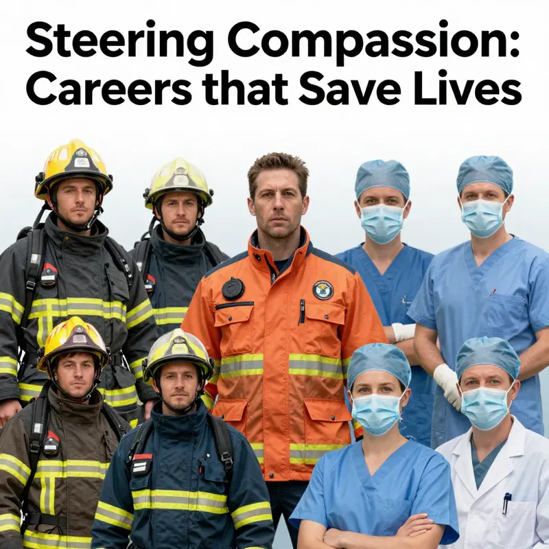 A collage of images showcasing various professions that save lives, embodying their dedication and importance.