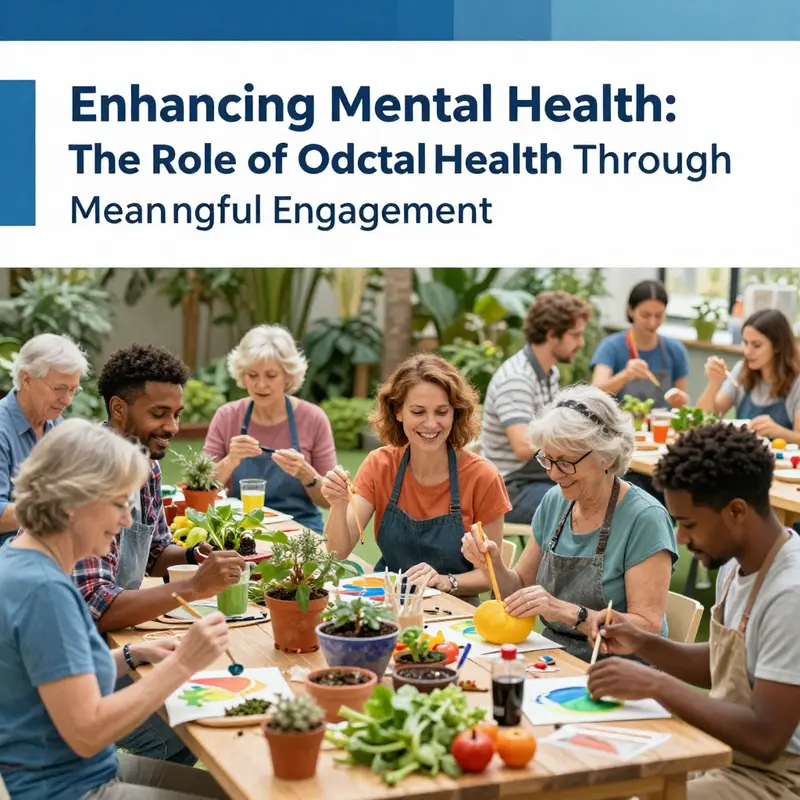 Individuals engaging in meaningful activities that promote mental health through occupational therapy.