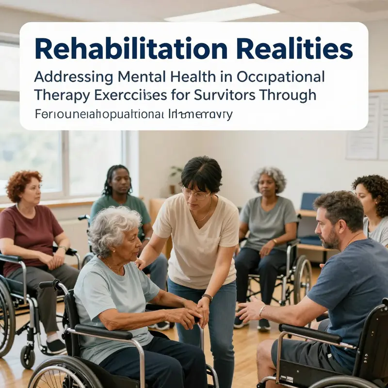 An occupational therapist works with a stroke survivor on upper limb rehabilitation exercises.
