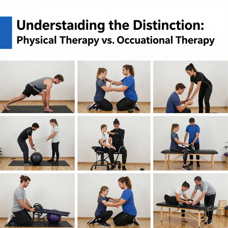 Infographic highlighting the different goals of physical therapy and occupational therapy.