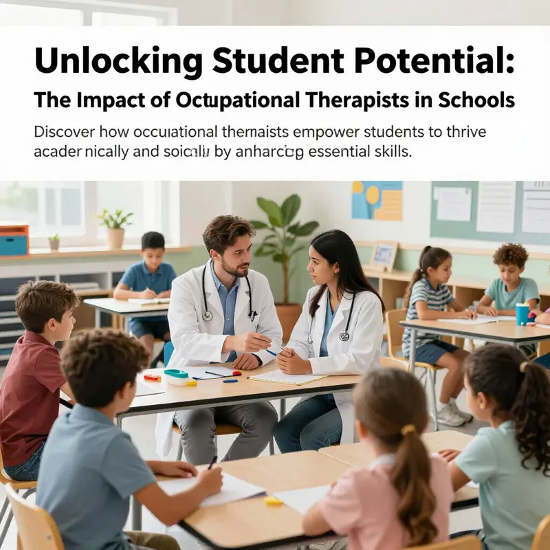 Occupational therapist interacting with students in various activities to promote learning and skill development.