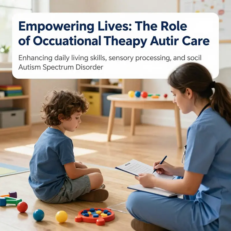 Therapist working with child with autism, illustrating the supportive role of occupational therapy.
