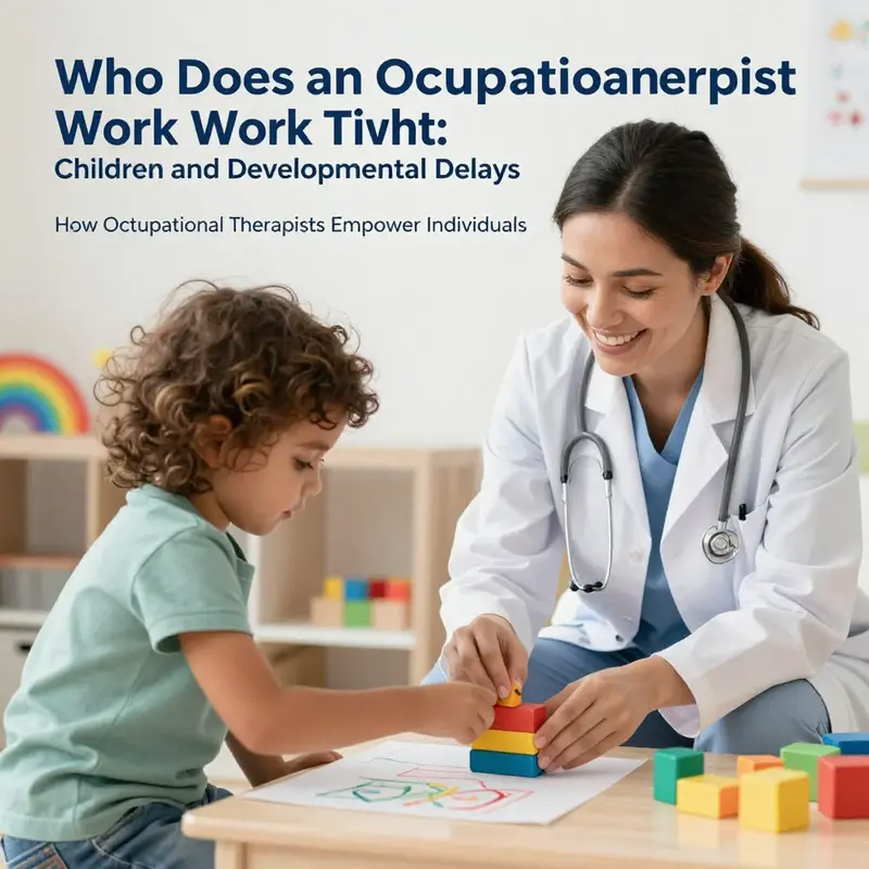 An occupational therapist assists a child in a supportive learning environment focused on developmental skills.