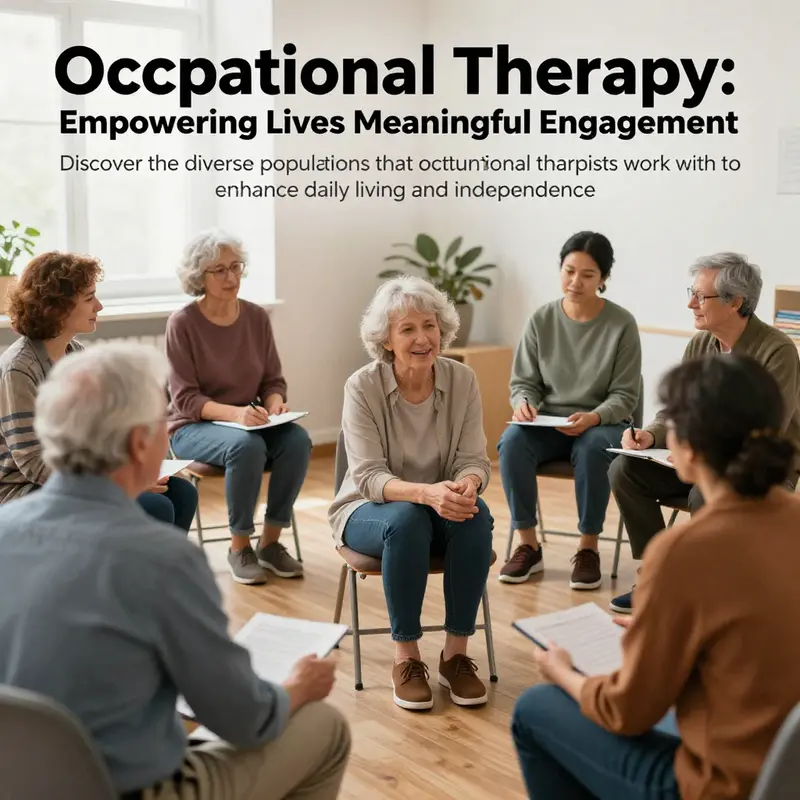 A collage of individuals of different ages engaged in occupational therapy sessions, symbolizing inclusion and support.