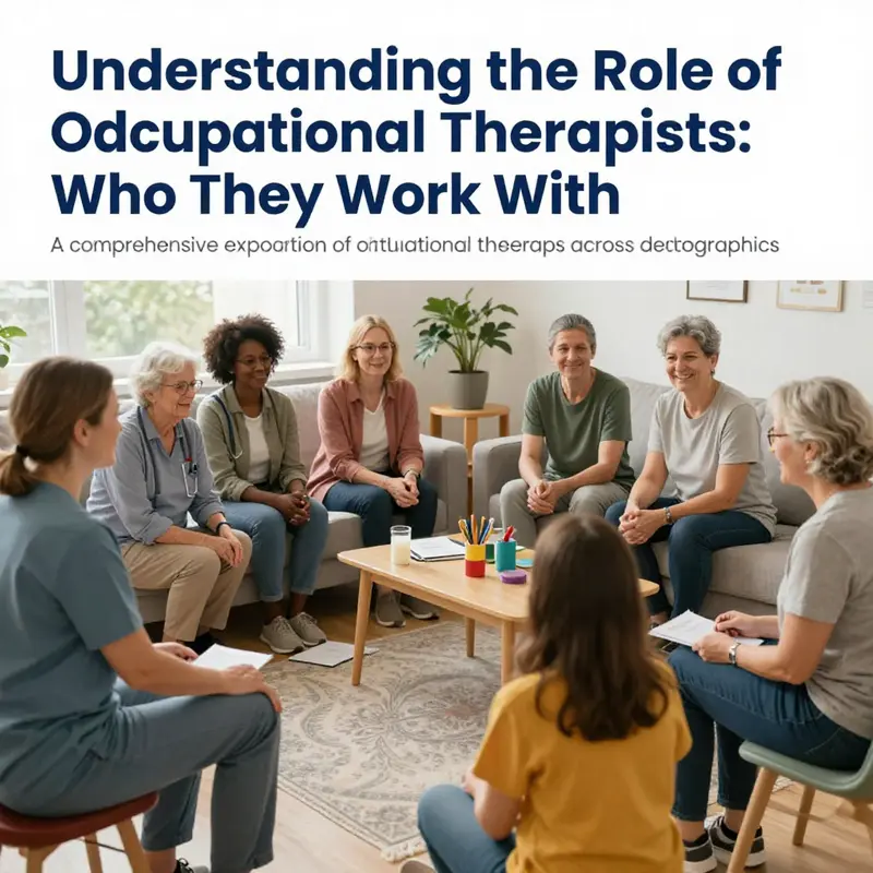 A collage of various occupational therapy settings with diverse individuals receiving support.