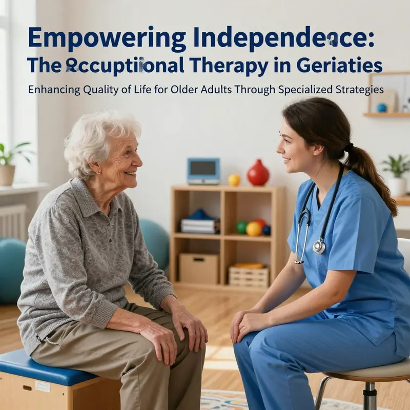 An occupational therapist engaging with an elderly client in a supportive environment, symbolizing the role of therapy in enhancing geriatric care.
