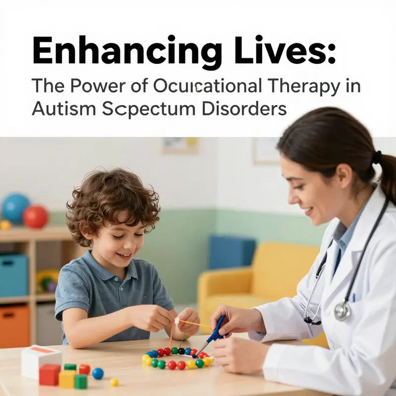 An occupational therapist aids a child with autism, showcasing the hands-on approach to enhancing daily living skills.
