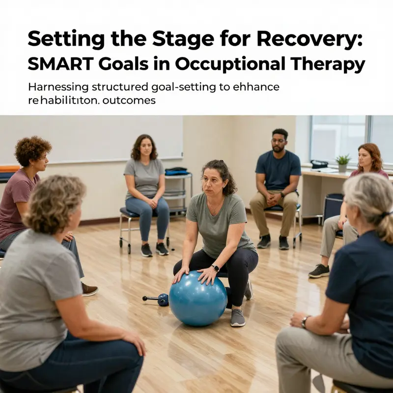 A diverse group of patients participating in occupational therapy activities, representing the effectiveness of SMART goals.