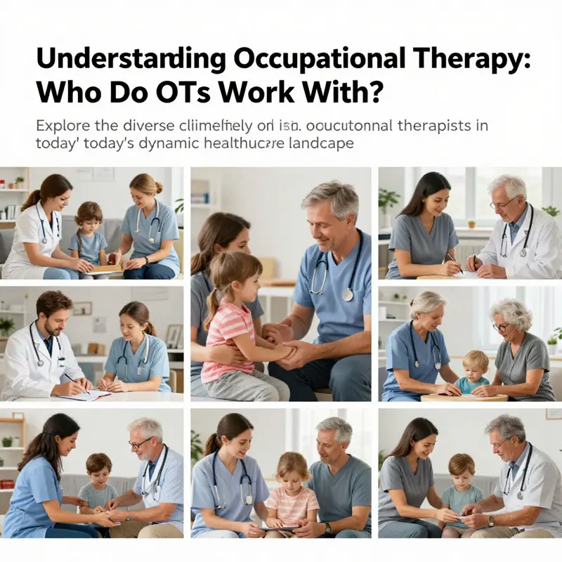 A collage of occupational therapists engaging with children, adults, and older adults in a variety of therapy activities.
