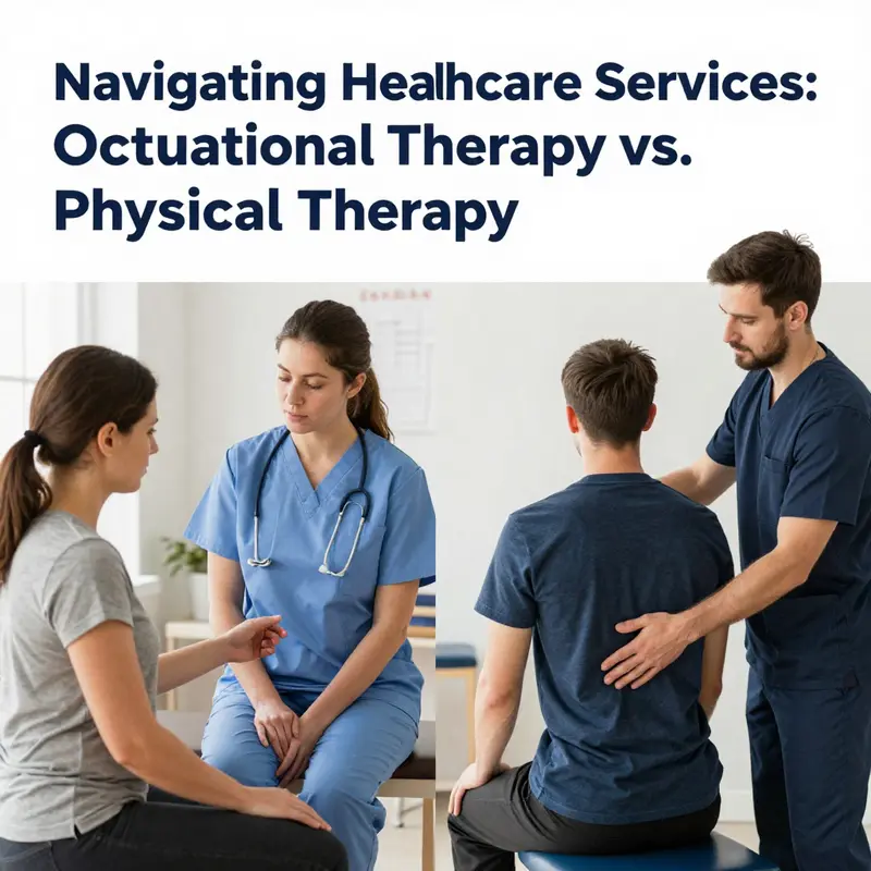 A visual representation of the distinct roles of occupational therapy and physical therapy in patient care.