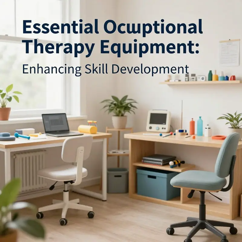 A well-equipped occupational therapy workspace illustrating multiple therapy tools ready for use.
