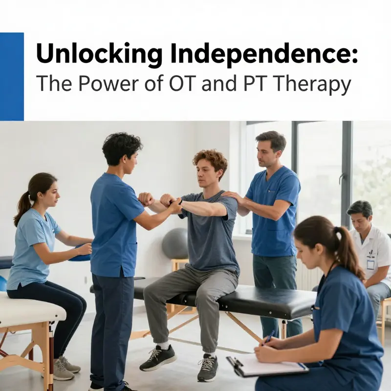 A therapist demonstrating techniques that illustrate the foundations of OT and PT therapies.