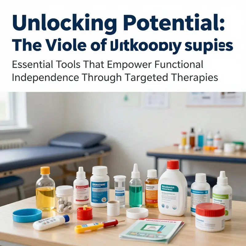 An overview of various occupational therapy supplies organized in a therapy room.