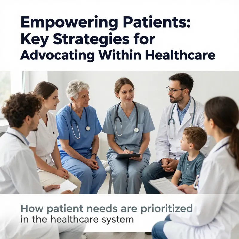 Healthcare professionals and patients engaged in conversation about advocacy strategies in a welcoming healthcare setting.