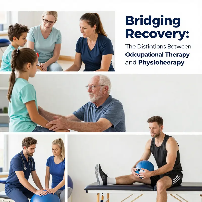 A visual representation of the distinct goals found in occupational therapy and physiotherapy.