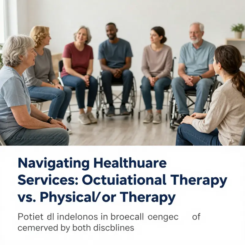 A visual representation of the distinct roles of occupational therapy and physical therapy in patient care.