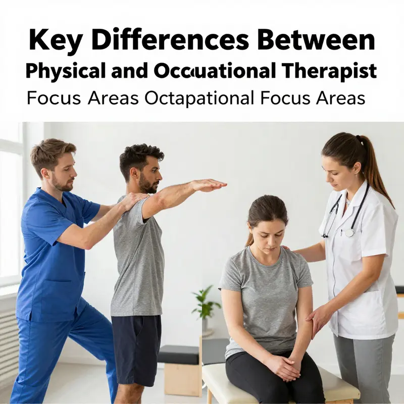 Illustration of key differences in focus areas between physical and occupational therapists.