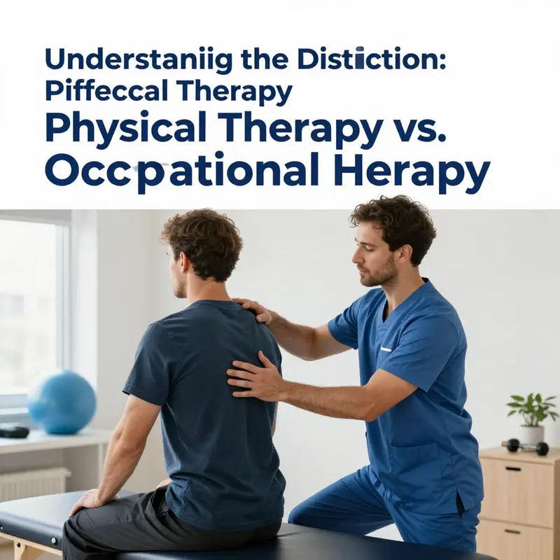 A physical therapist guides a patient through rehabilitation exercises, showcasing the distinct treatment methodologies.