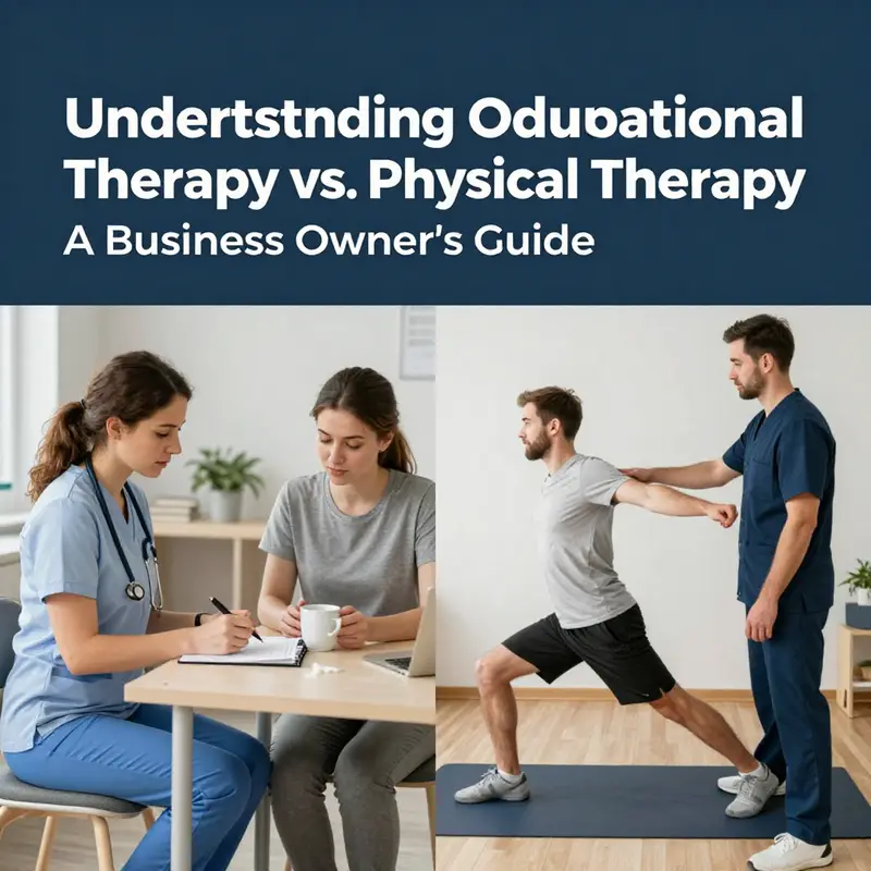 Infographic detailing the core focus and goals of occupational therapy versus physical therapy.