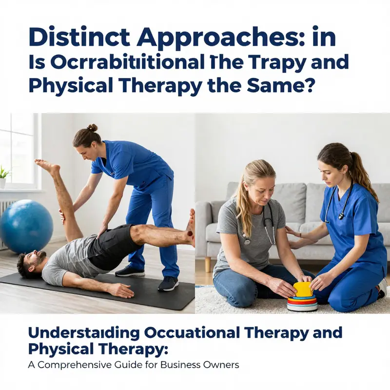 A comparison infographic detailing the differences between occupational therapy and physical therapy.