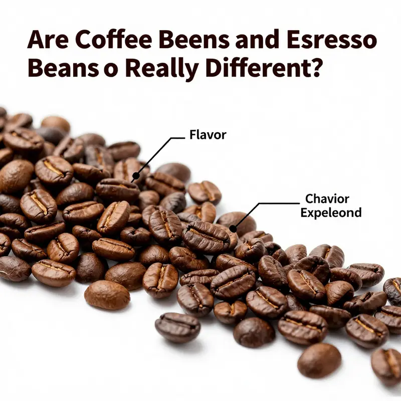 A detailed comparison of coffee beans and espresso beans illustrating their similarities and differences.