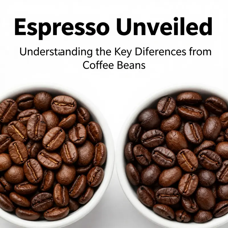 Visual comparison of light and dark roasted coffee beans highlighting roasting differences.