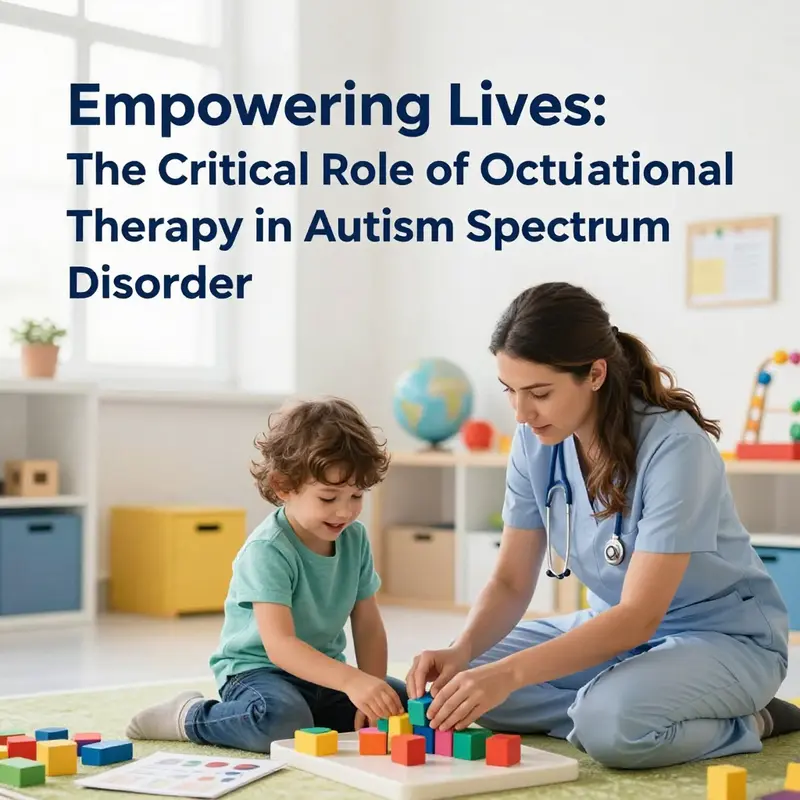 A therapist guiding a child through a sensory activity, emphasizing the hands-on approach of occupational therapy in managing ASD.