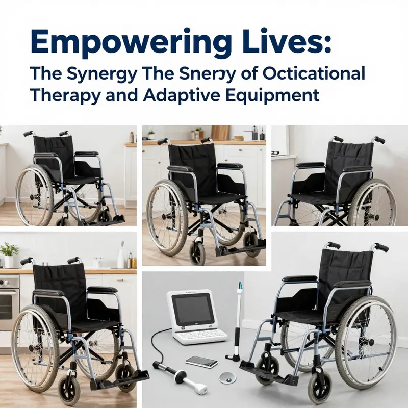 An occupational therapist showcases adaptive equipment to enhance patient independence.