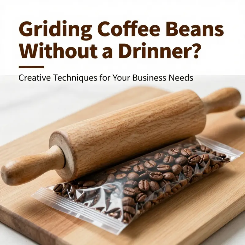 Using a rolling pin and a plastic bag to grind coffee beans effectively.