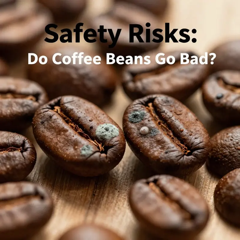 Contrasting fresh and spoiled coffee beans showcasing safety risks.
