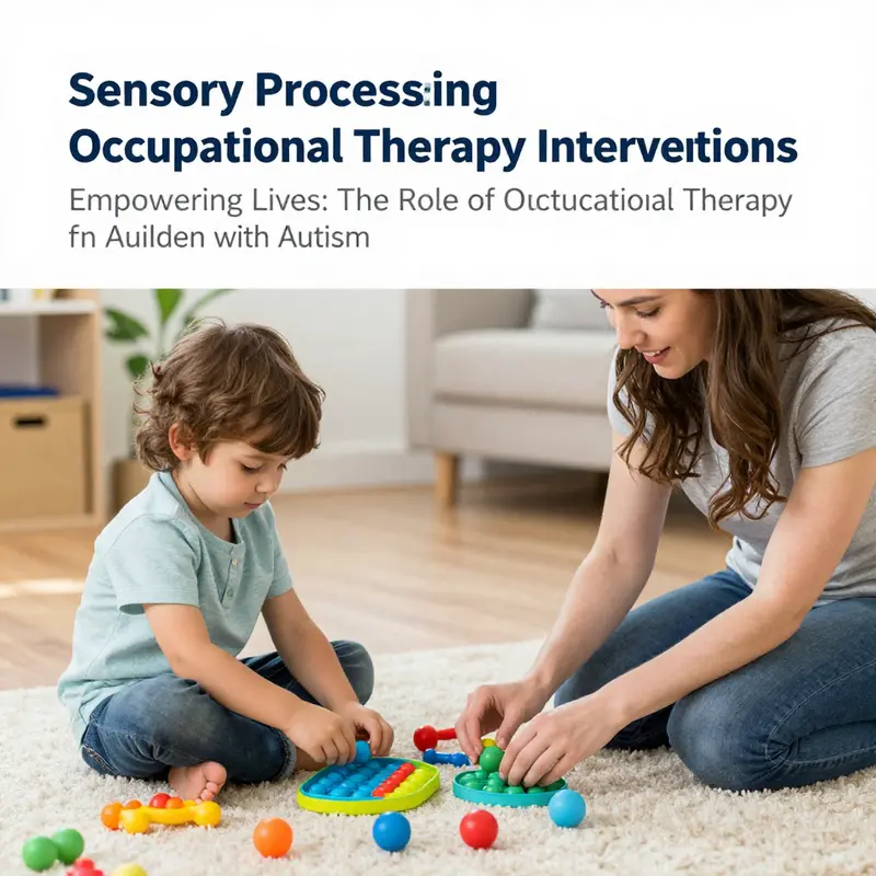 A therapist aids a child in mastering everyday living skills through engaging activities.