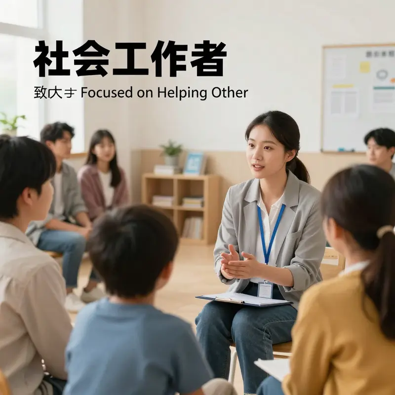 Social worker aiding a family in navigating community resources.