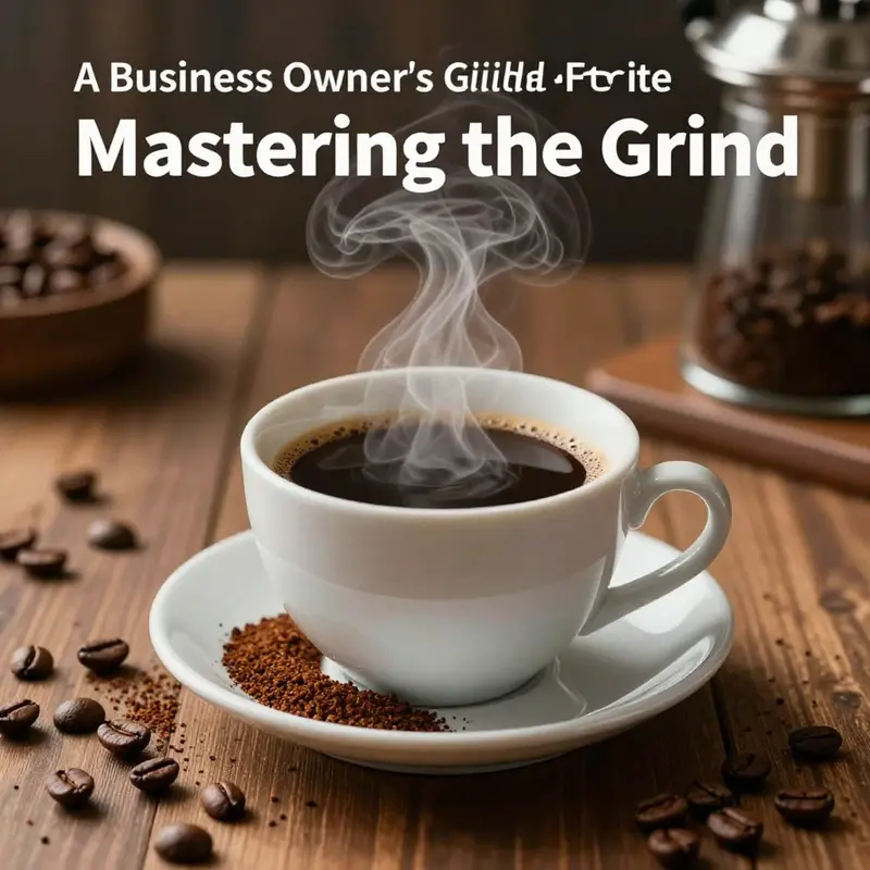 A steaming cup of coffee on a wooden table with coffee beans surrounding it.