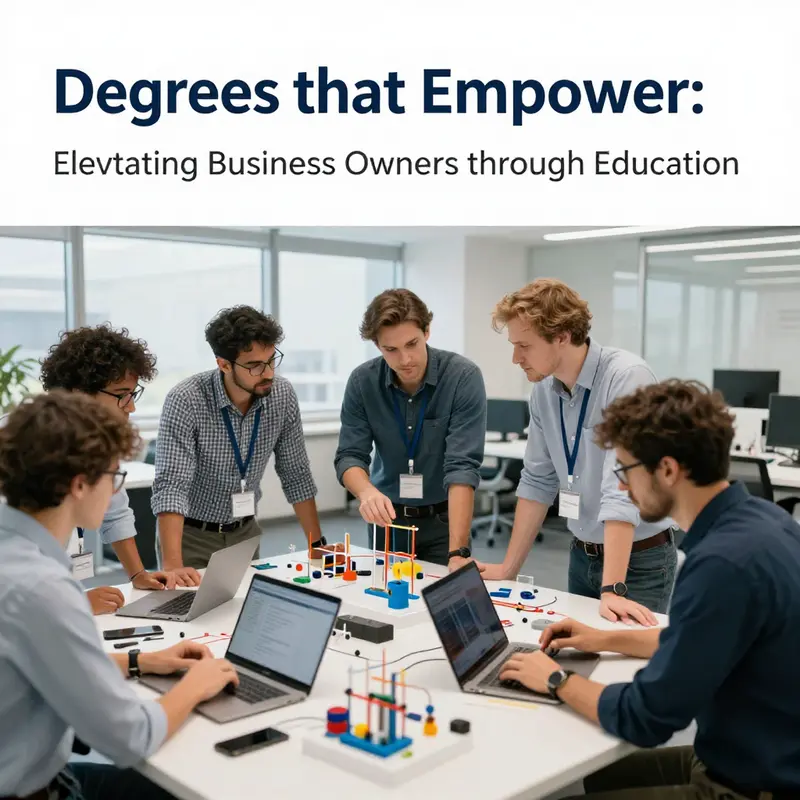 Business professionals discussing strategies, showcasing the value of advanced education in leadership.