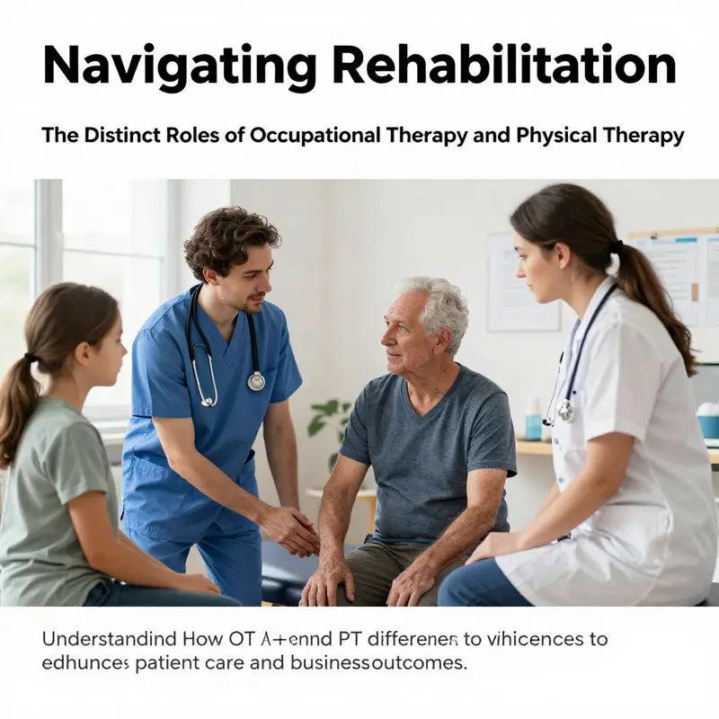 Image depicting the collaboration of occupational and physical therapies in patient rehabilitation.