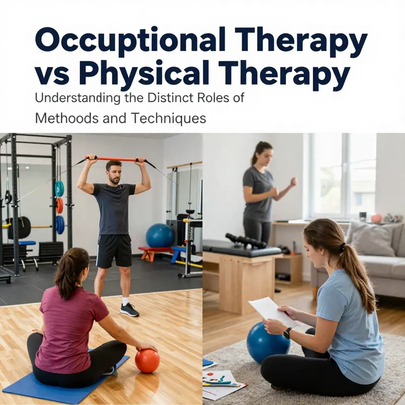 Illustration of the different goals pursued by occupational and physical therapists.