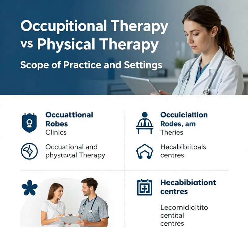 Illustration of the different goals pursued by occupational and physical therapists.