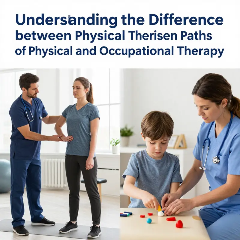 Visual representation of the distinctions between physical and occupational therapy practices.